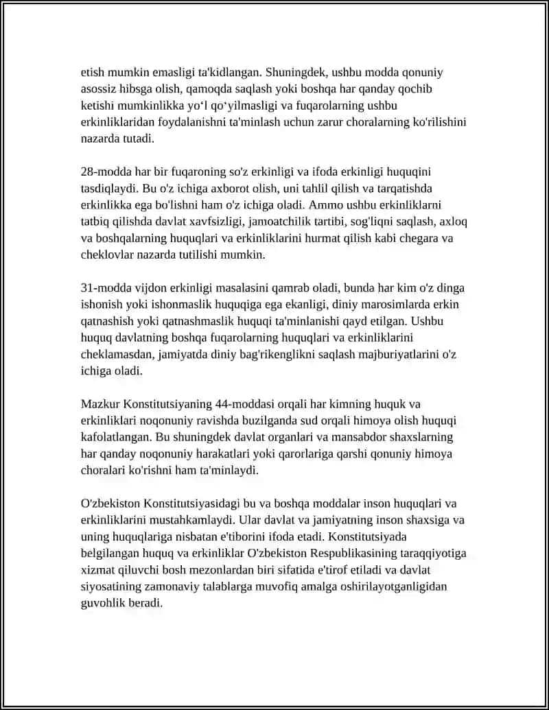 ÕZBEKISTONDA INSON HUQUQLARI VA ERKINLIKLARI KAFOLATINING YARTILISHI 4