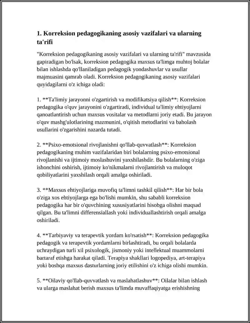 Korreksion pedagogikaning asosiy vazifalari va ularning ta'rifi 4