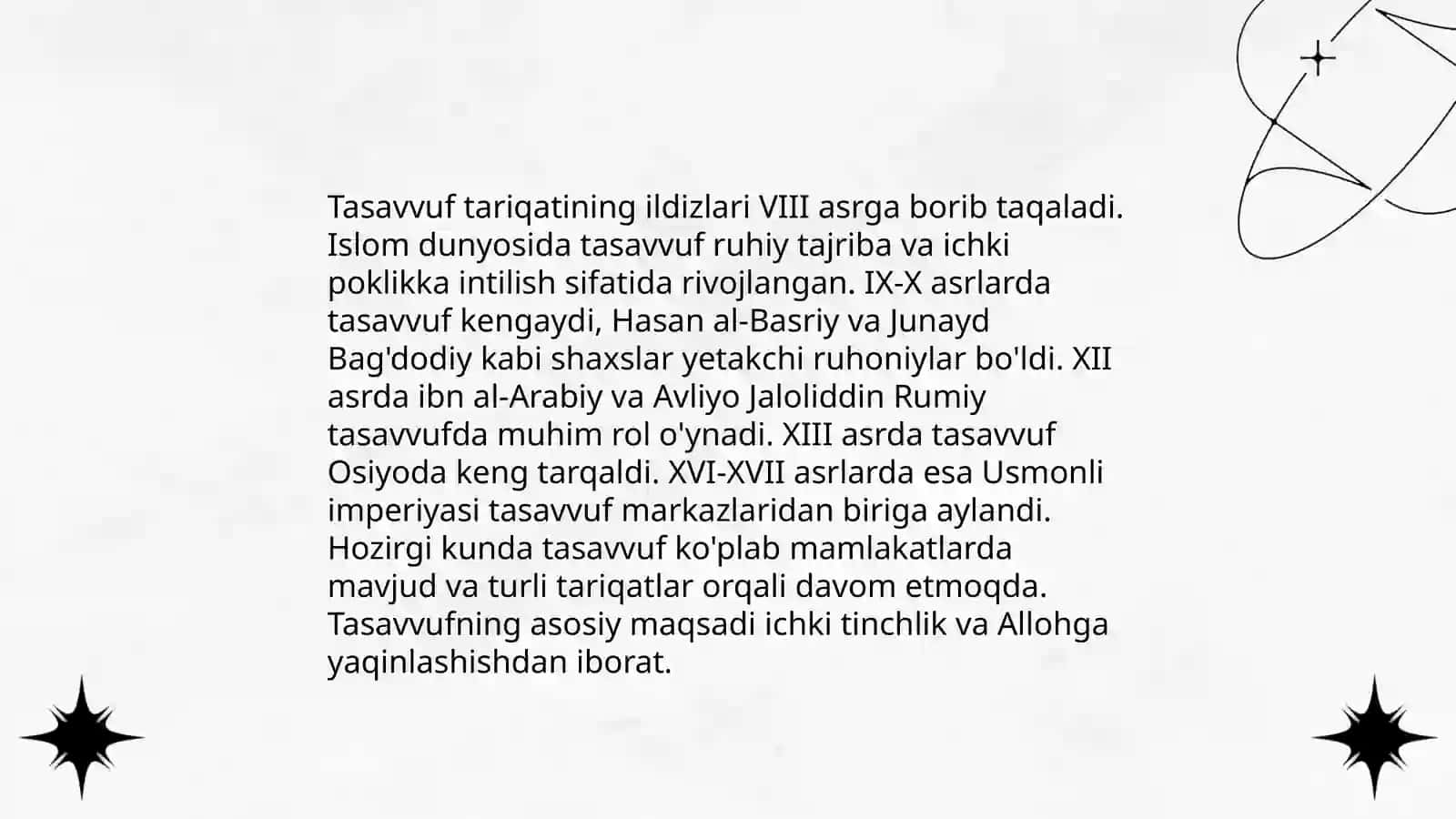 Tasavvuf ta'limotining shakllanish tarixi, mohiyati va asosiy gʻoyalari 4
