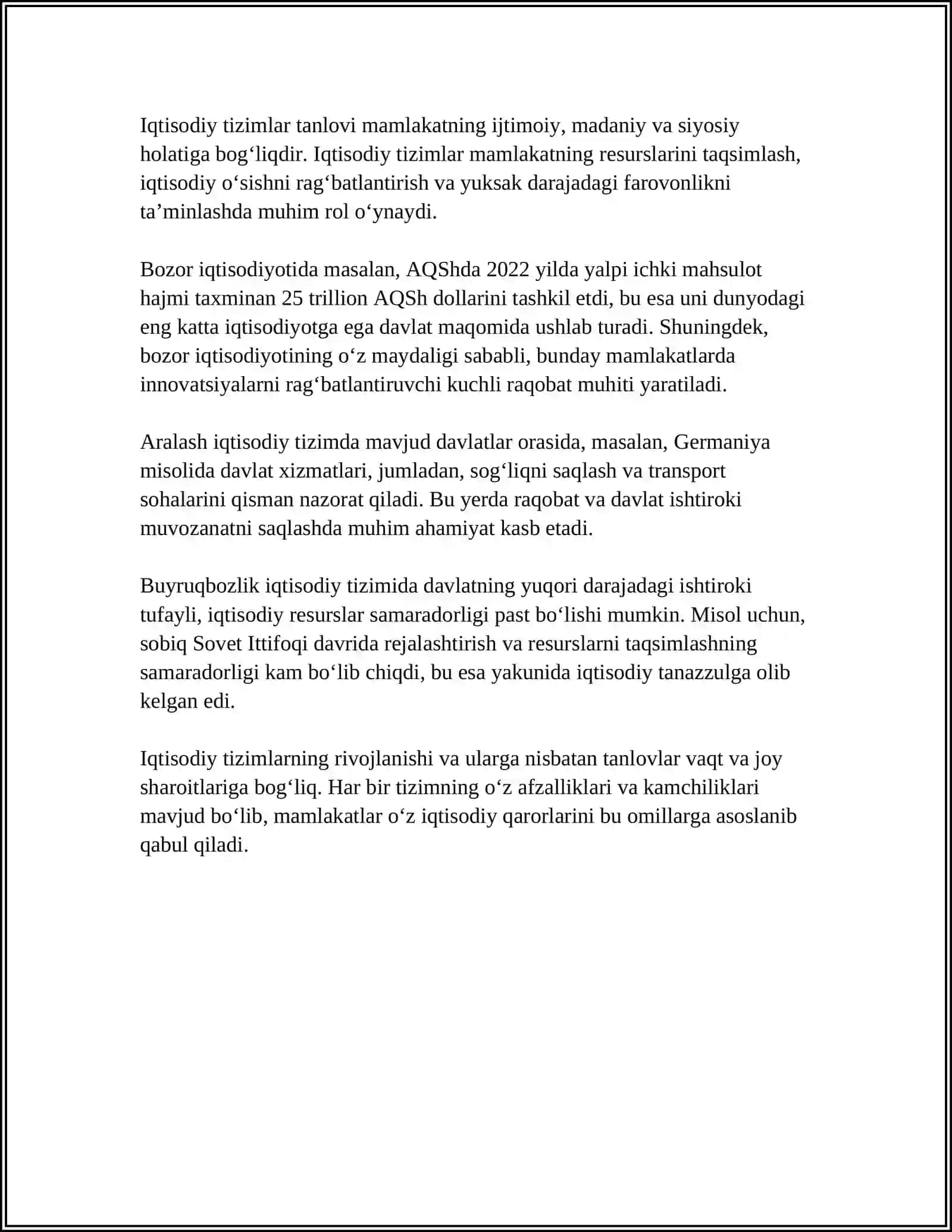 IQTISODIY TIZIMLAR VA MULKCHILIK 4
