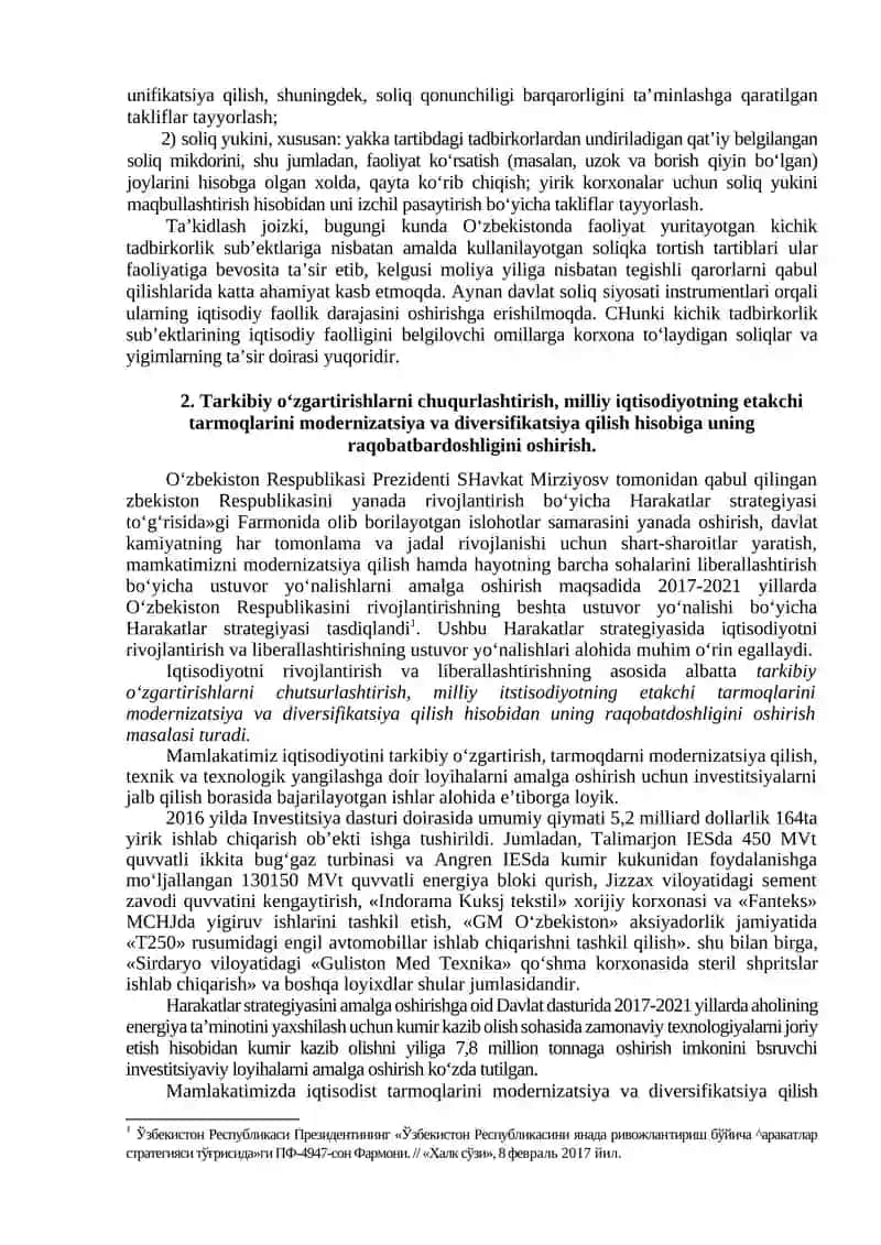 IQTISODIYOTNI RIVOJLANTIRISH VA LIBERALLASHTIRISHNING O‘ZIGA XOS XUSUSIYATLARI VA USTUVOR YO‘NALISHLARI 4