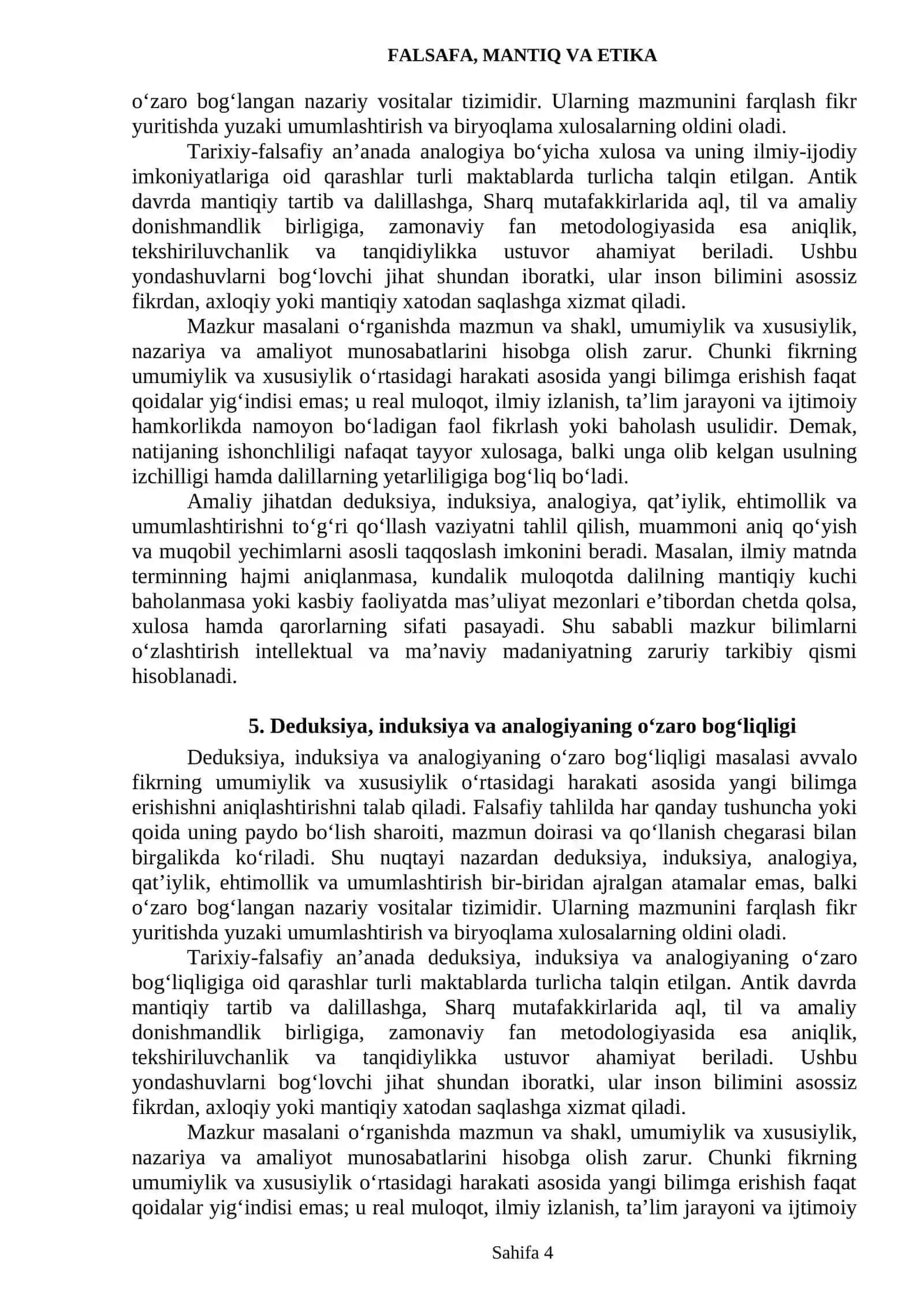 DEDUKSIYA, INDUKSIYA VA ANALOGIYA ASOSIDA XULOSA CHIQARISH 4