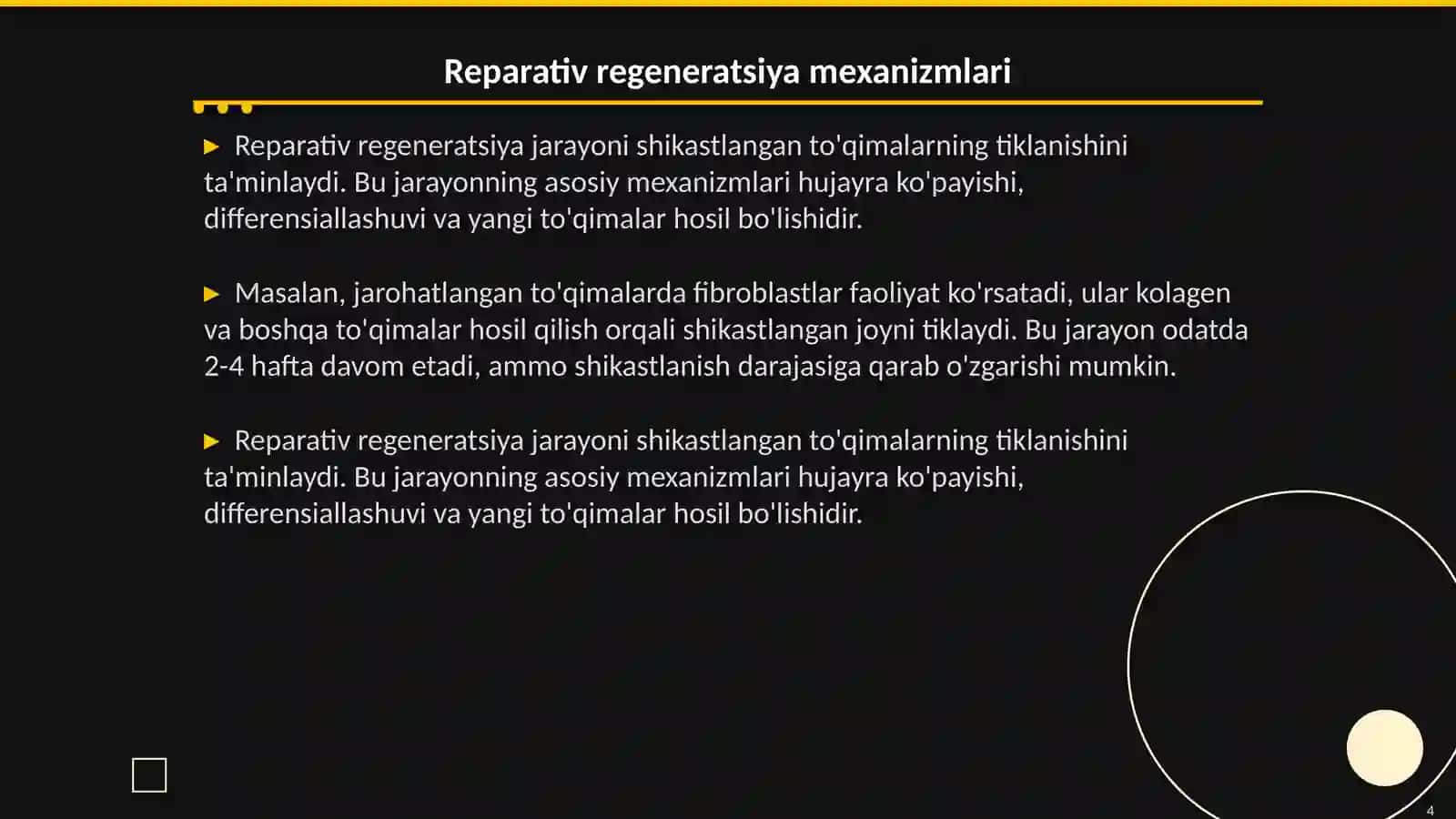 To'qimalarning fiziologik va reparativ regeneratsiyasi 4