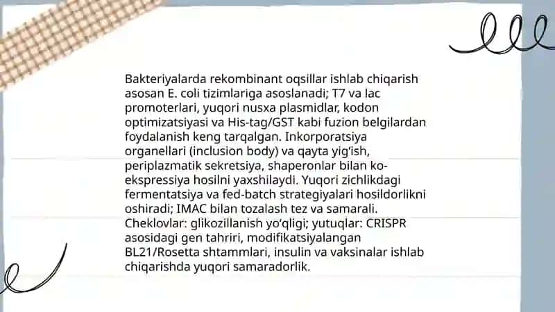Mikroorganizmlarni gen muhandisligida qoʻllanishi 4