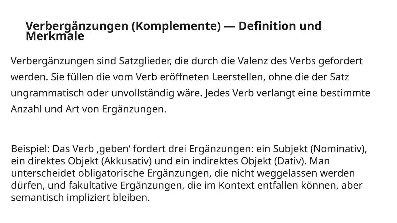 Valenz der Verben: Verbergänzungen und Verbangaben 4