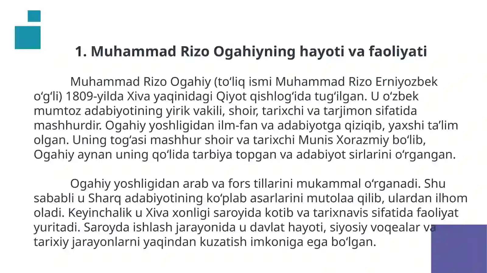 Ogahiy hayoti va ijodi 4