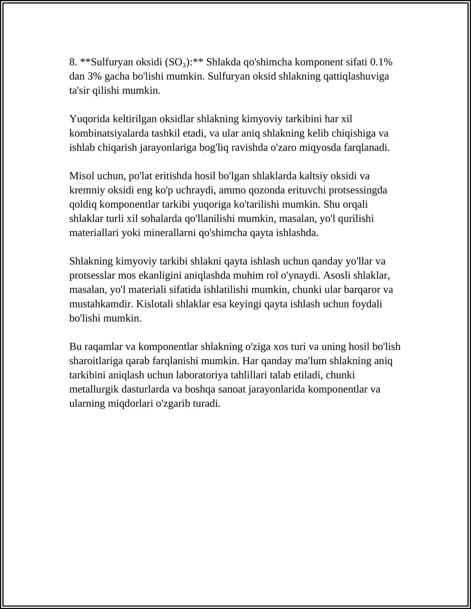 SHLAKNI QAYTA ERITISHNING TEXNOLOGIK JARAYONI 4