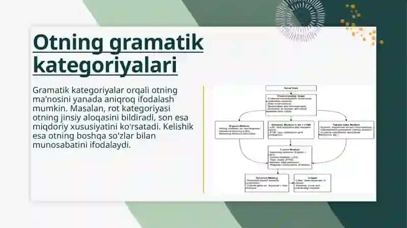 Ot va uning gramatik kategoriyalari,rot,son,kelishik,lugat formasi,moslashmagan aniqlovchi 4