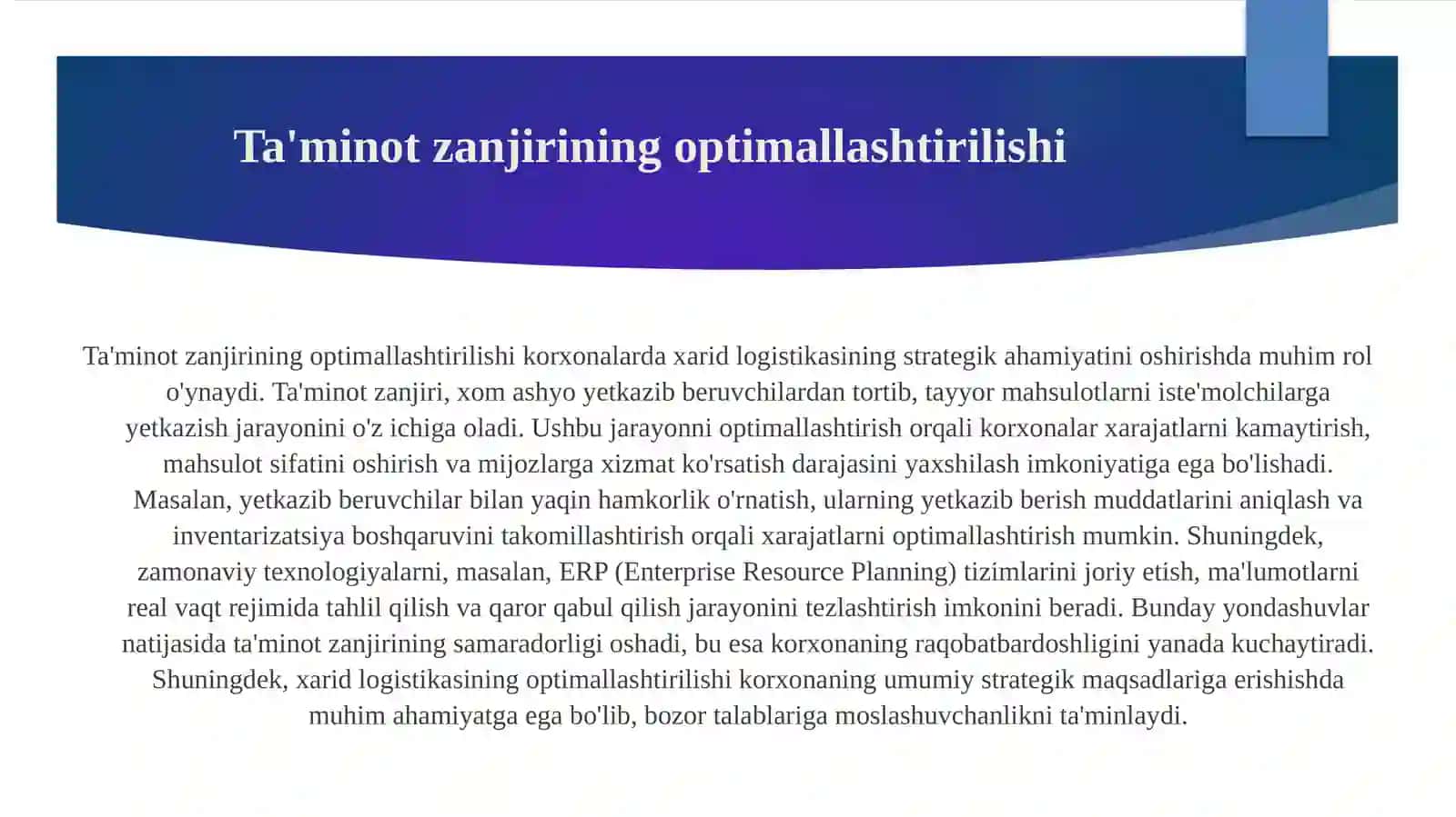 Korxonlarda xarid logistikasining strategik ahamiyati 4