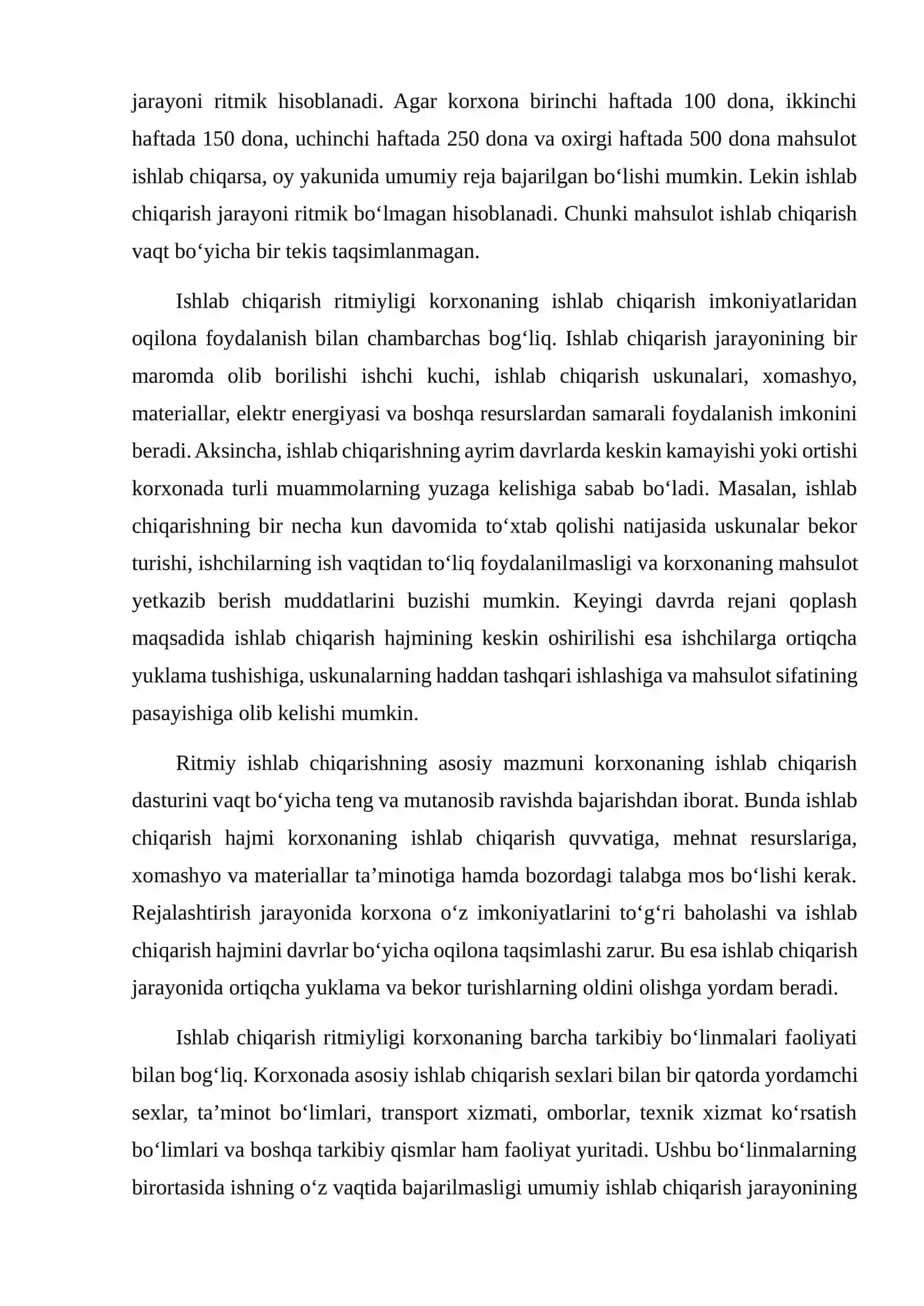 ISHLAB CHIQARISHDA RITMIKLIK KOEFFITSIYENTINI ANIQLASH 4