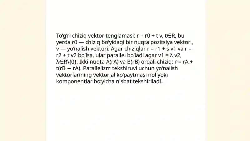 Vektorlar algebrasi elementlarini elementar geometriyada tatbiqlari 4
