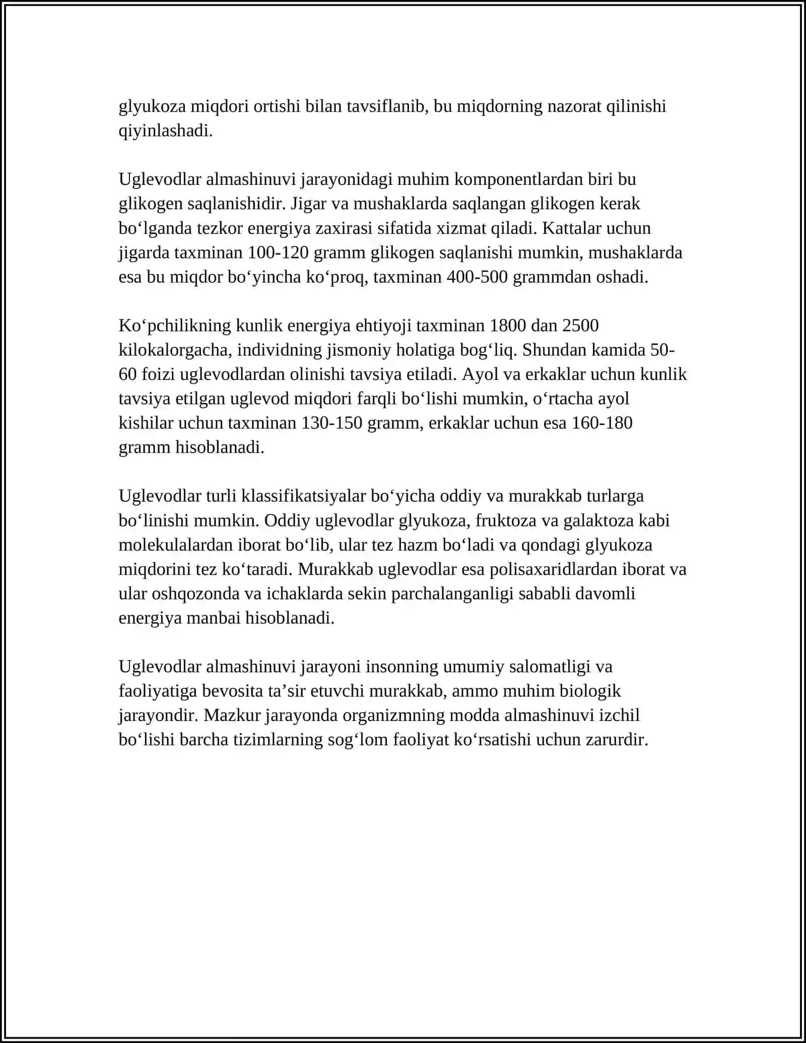 Uglevodlar almashinuvi va funksiyalari.Glukoza katanolizmi va glyukoneogenez 4