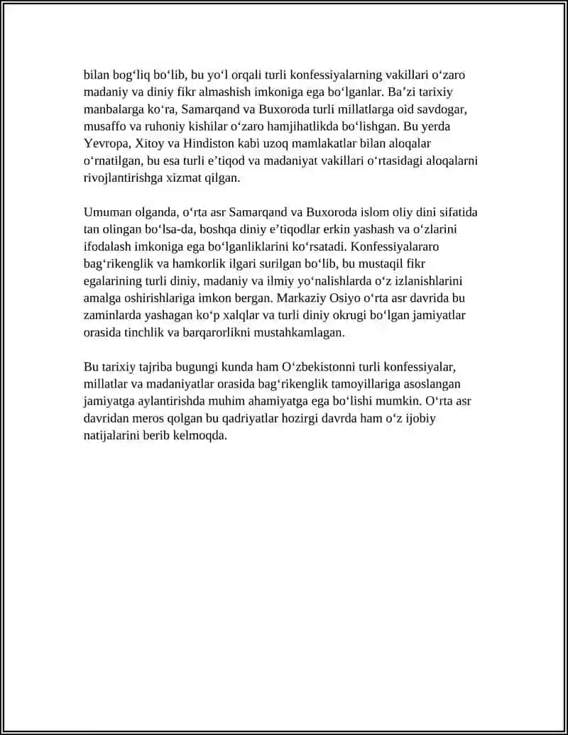 Oʻzbekistonda konfessiyalararo diniy bagʻrikenlikning tarixiy tajribasi 4