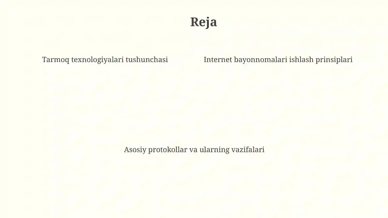 Tarmoqtexnologiyalari. Internetbayonnomalari 4