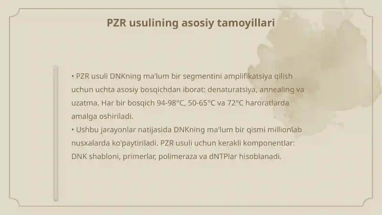 Molekulyar biologiya sohasida PZR usuli va uning fan rivojidagi yutuqlari 4