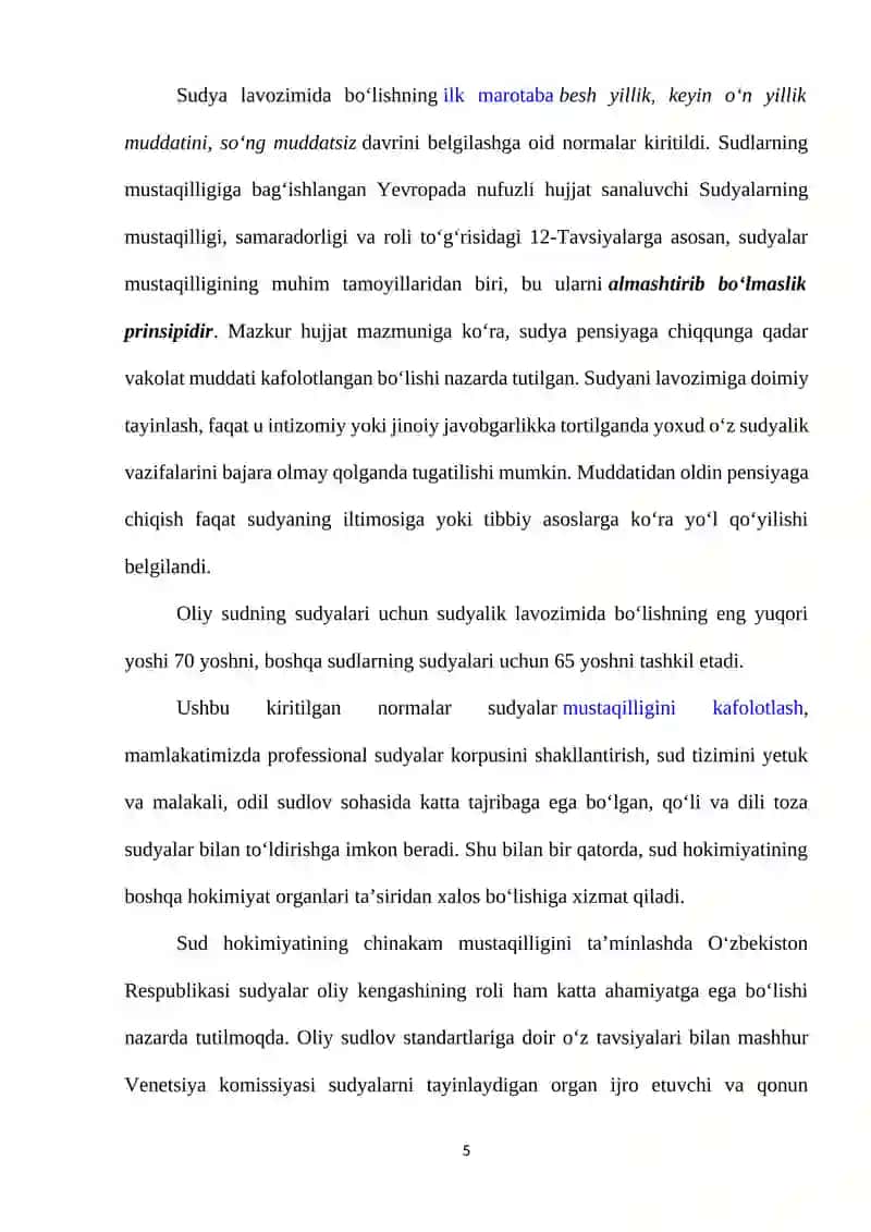 O'ZBEKISTON RESPUBLIKASIDA SUD - HUQUQ ISLOHOTLARINING O'ZIGA XOS BELGILARI VA KONSTITUTSIYAVIY SUD ISHINI TAKOMILLASHTIRISH MASALALARI 4
