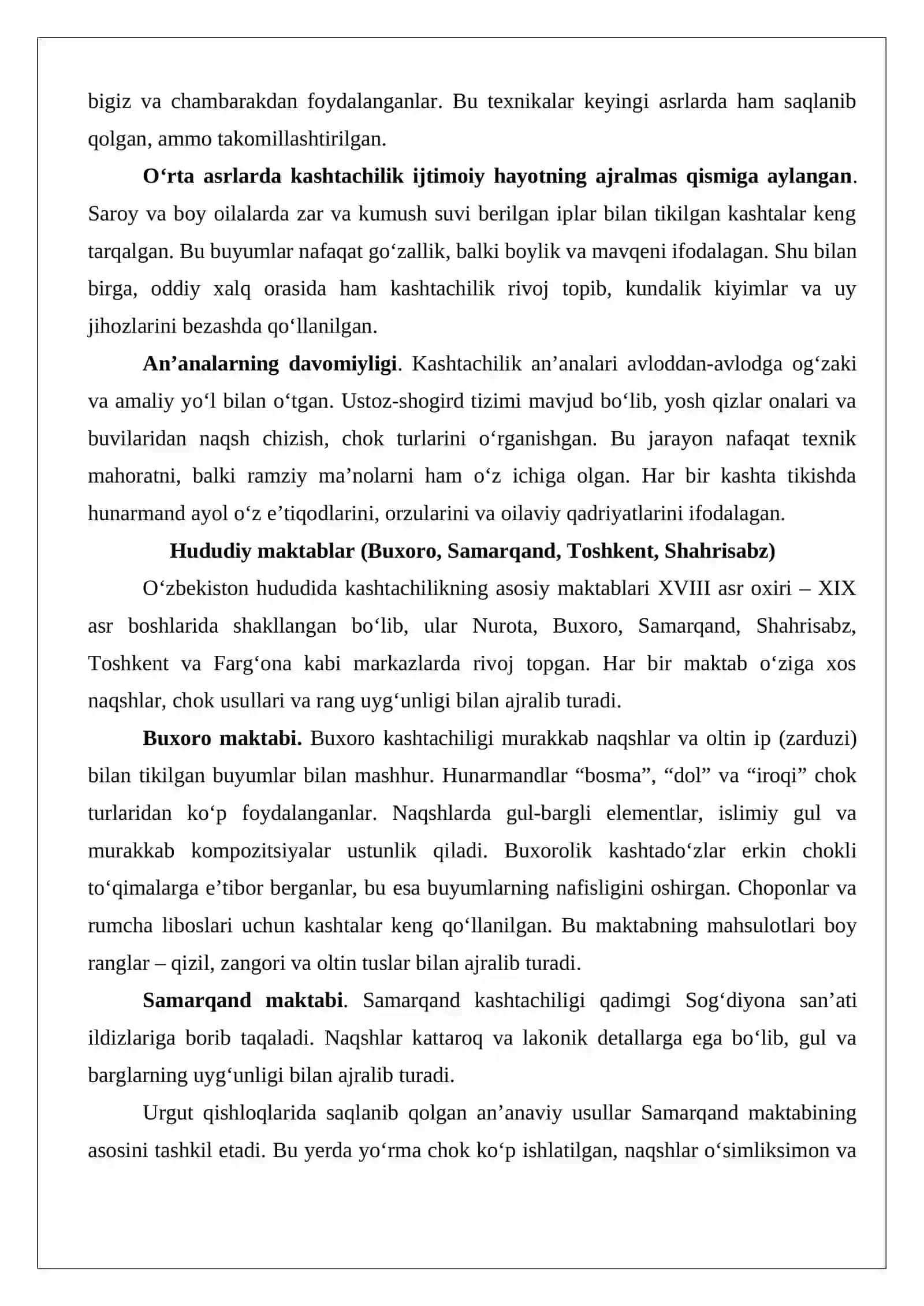 Mustaqillik yillarida kashtachilik san’ati tarixi 4