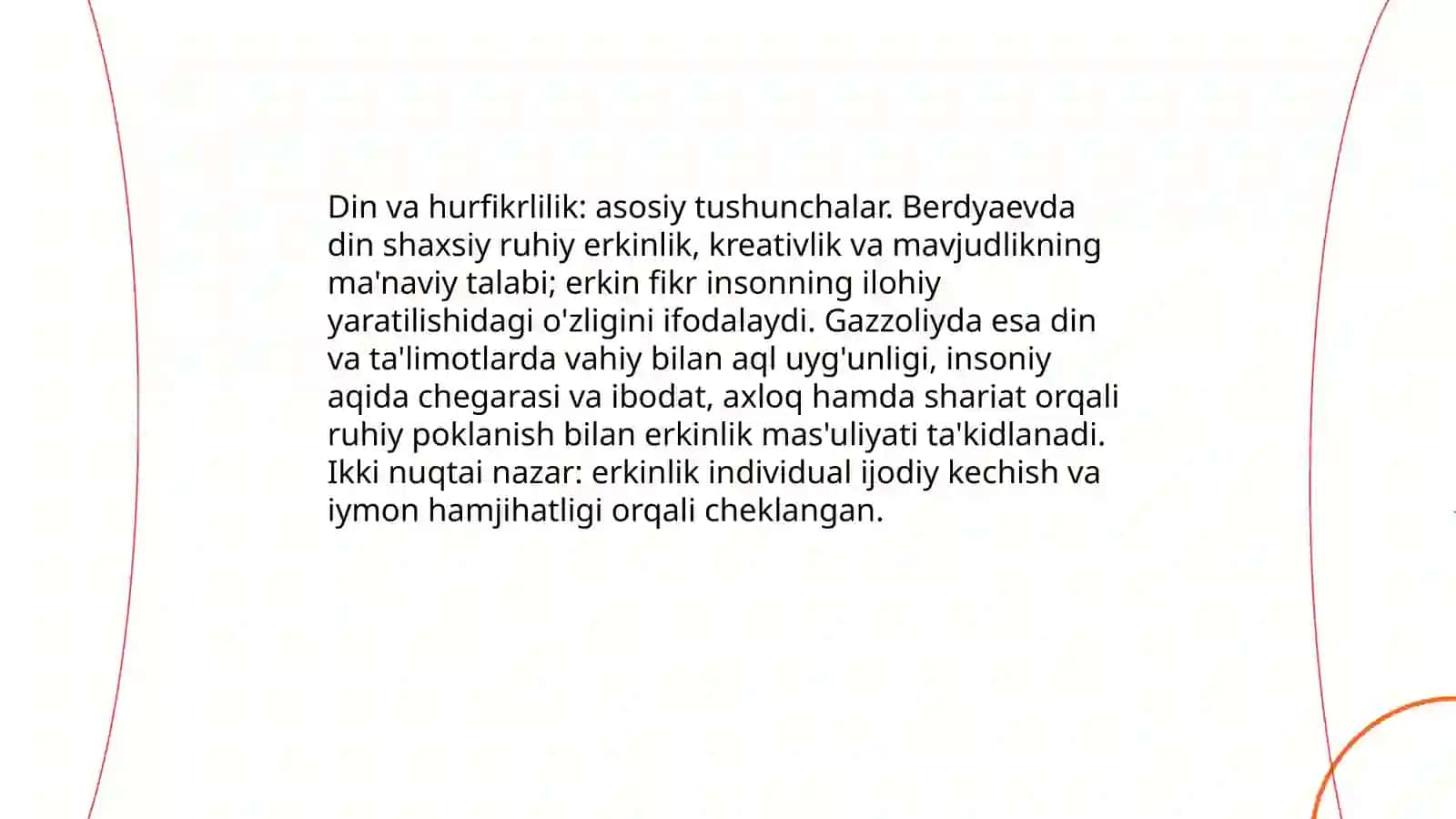 Din va hurfikrlilik Berdyaevning diniy hurfikrlilik haqidagi g'oyalarini Gazzoliy goyalari bilan qiyoslash 4