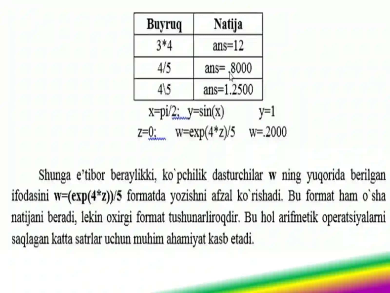MATLAB 7.5.0MUHITIDA SODDA MATEMATIK AMALLAR KOMPILYATSIYASI 4