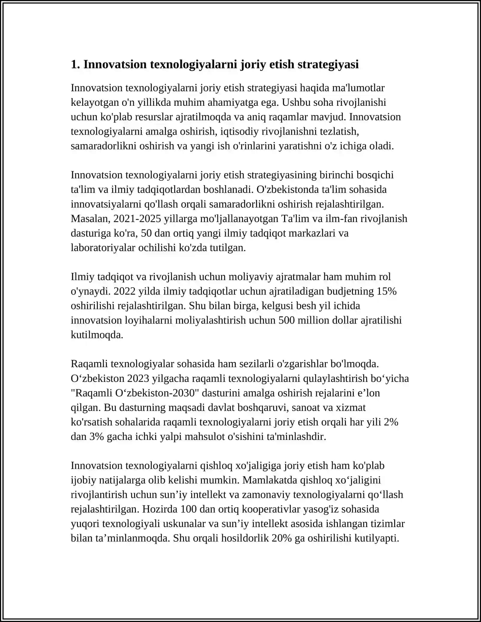 ÒZBEKISTON TEMIR YÒLLAR AKSIYADORLIK JAMIYATIDA INNOVATSIYA VA IVESTITSIYANING JORIY ETILISHI 4