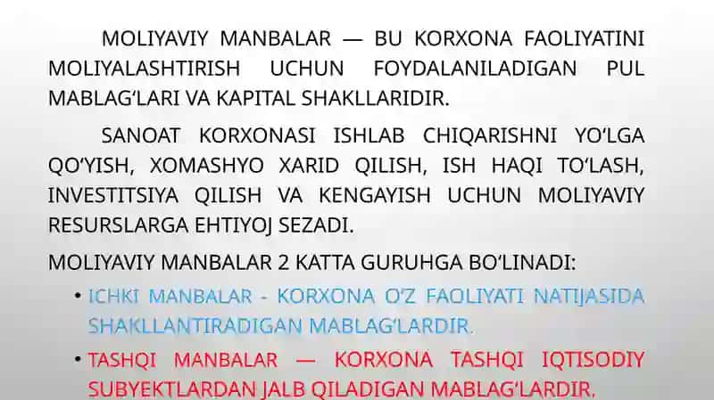 SANOAT KORXONALARINING MOLIYAVIY FAOLIYATI 4