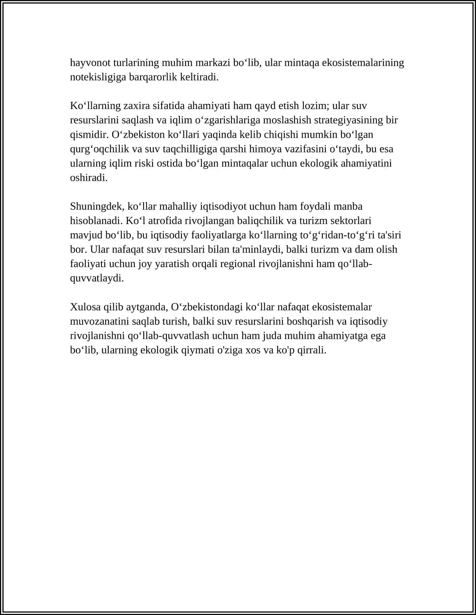 Õzbekistondagi kõllarning bugungi kundagi ahamiyati 4