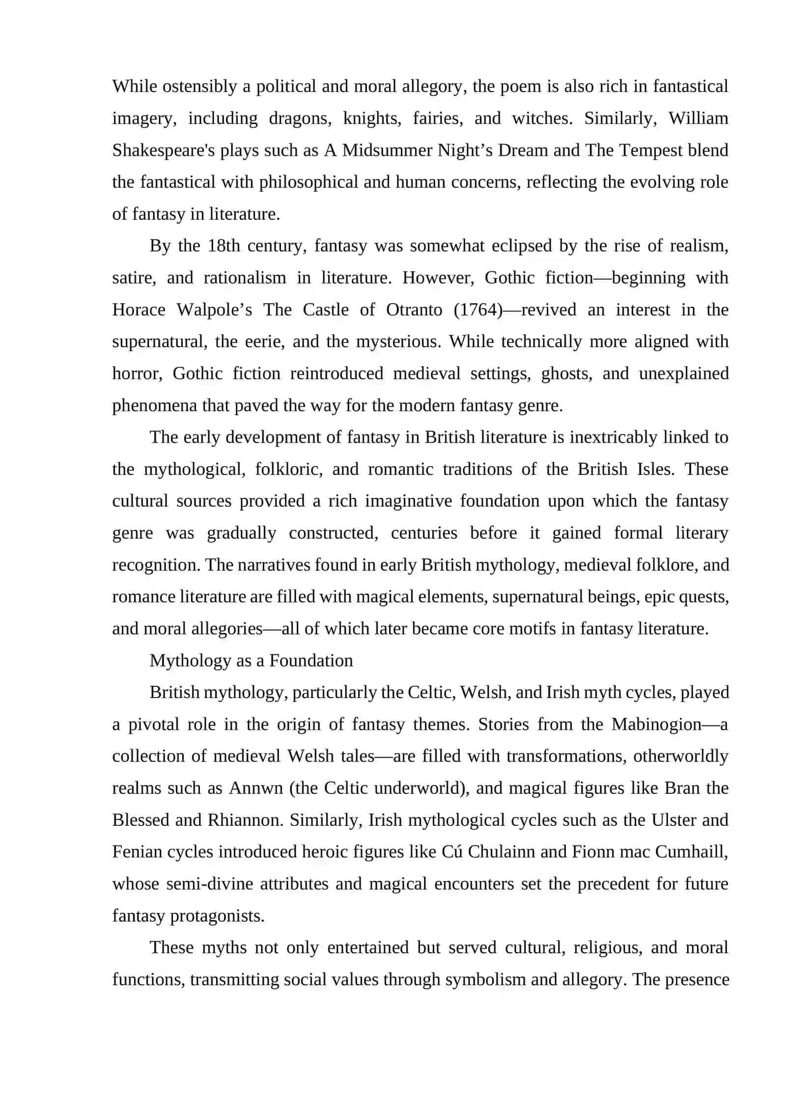 THE GENRE OF FANTASY IN BRITISH LITERATURE 4