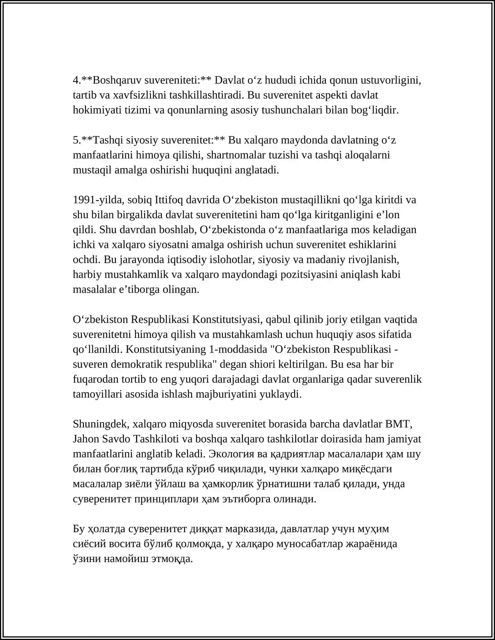 OʻZBEKISTON RESPUBLIKASI KONSTITUTSIYASINING ASOSIY PRINSIPLARI 4
