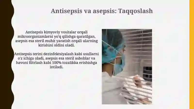 Aseptika asoslari.Bogʻlov va operatsiya xonalarining tuzilishi 4