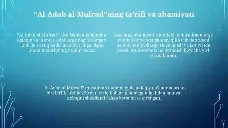 Imom Buxoriyning“Al-Adabal-mufrad”asari 4