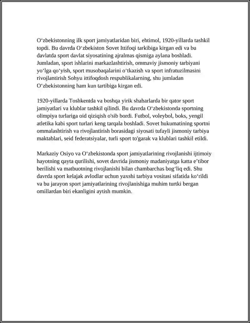 MARKAZIY OSIYO VA OʻZBEKISTON BIRINCHI SPORT JAMIYATINING TASHKIL TOPISHI 4