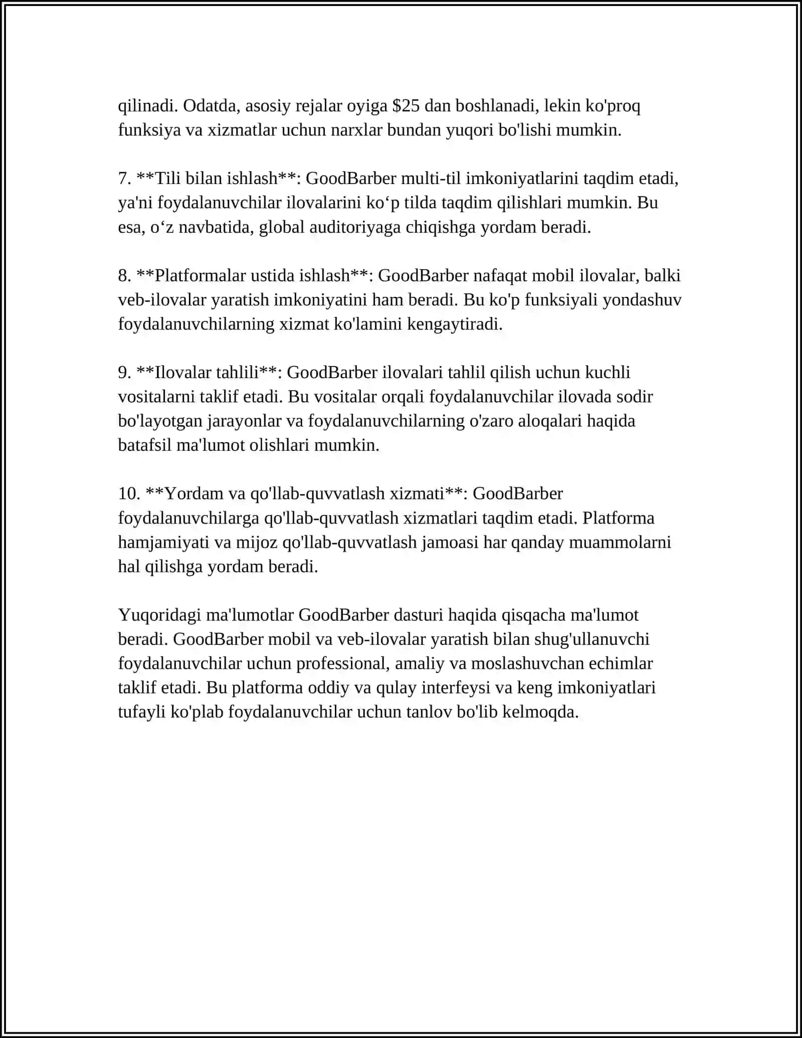 GOODBARBER DASTURIDA MOBIL ILOVA YARATISH BOʻYICHA REFERAT TAYYORLASH 4
