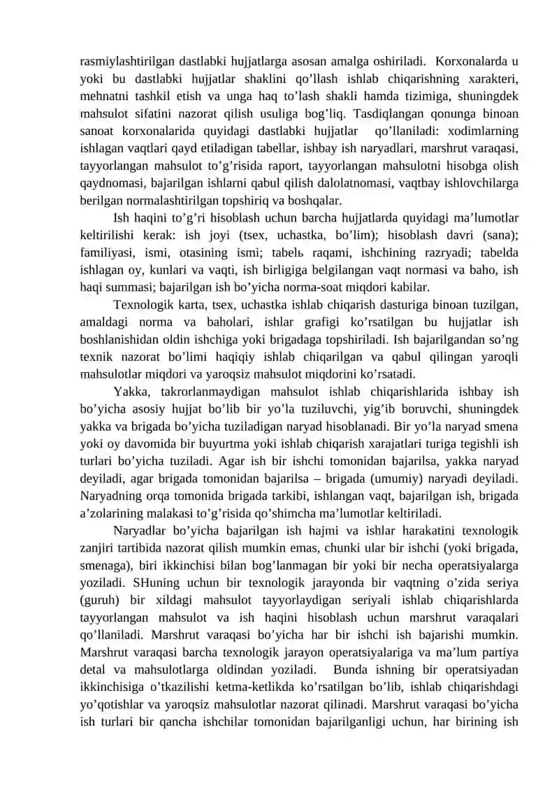 Mehnat va ish haqi bo’yicha xisob-kitoblarning mazmuni va ularni hisobga olishning vazifalari 4