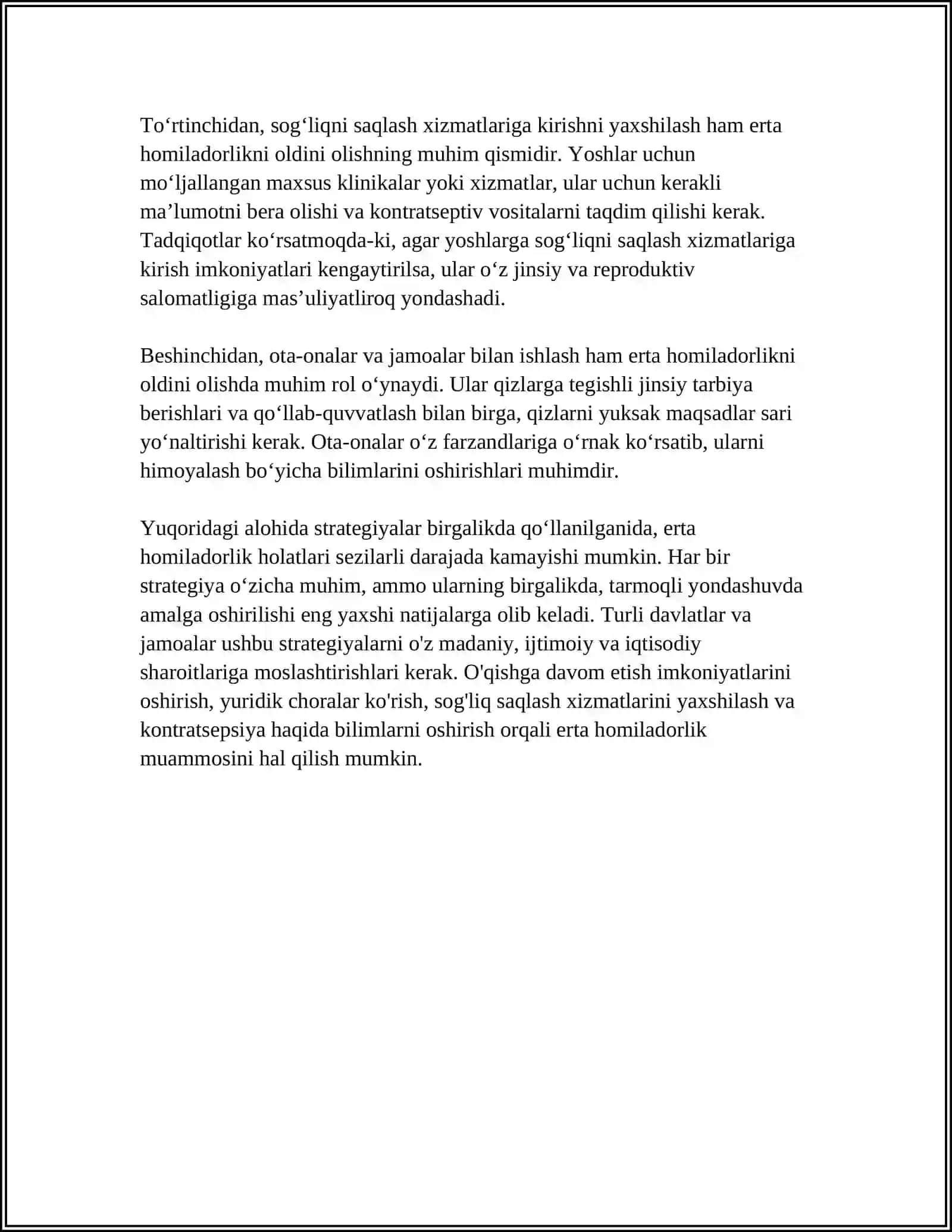 ERTA HOMILADORLIK TUG'RIQLARNI OLDINI OLISH YOSHLARDA JINSIY MADANIYATNI SHAKLLANTIRISH YO'LLARI 4