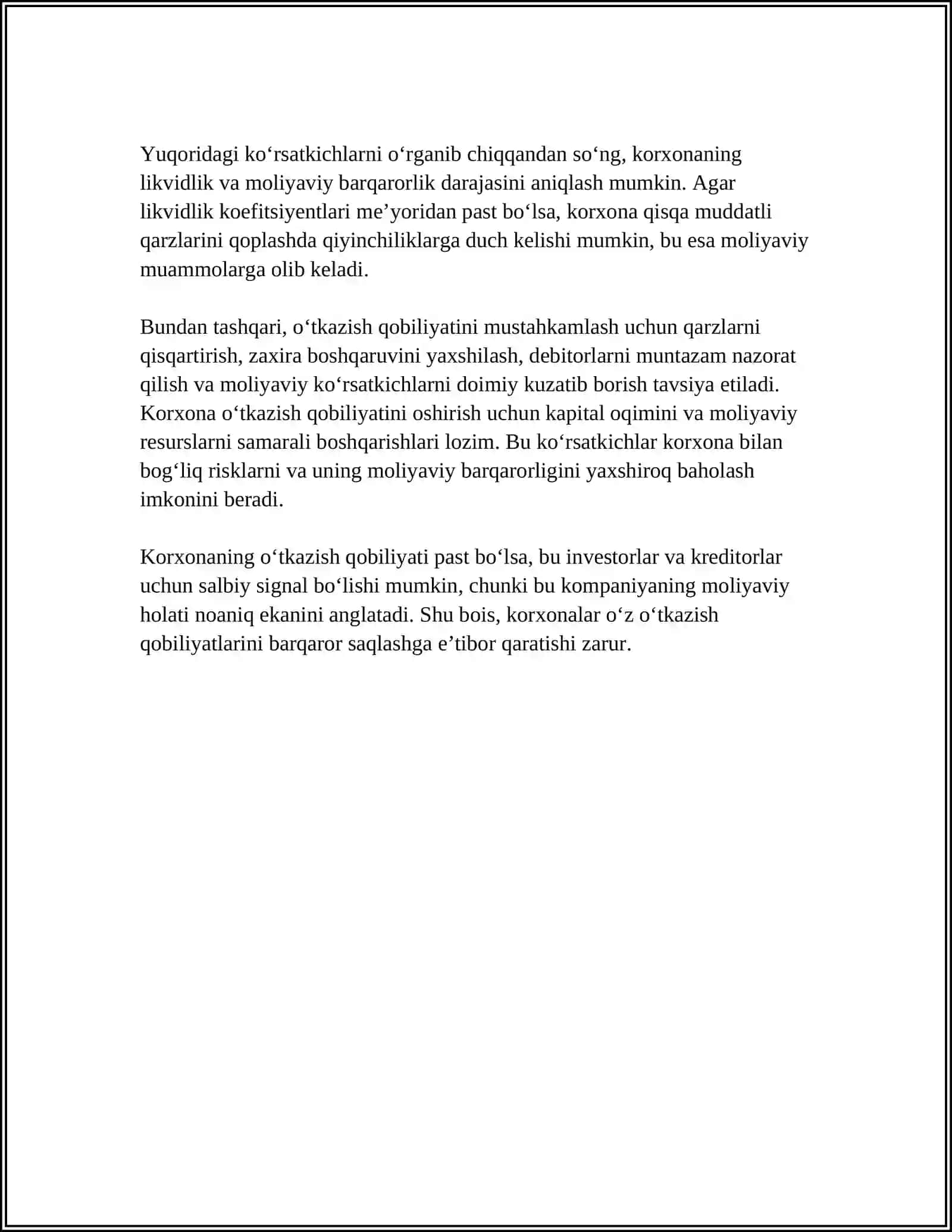 KORXONANING OʻTKAZISH QOBILIYATINI HISOBLASH 4