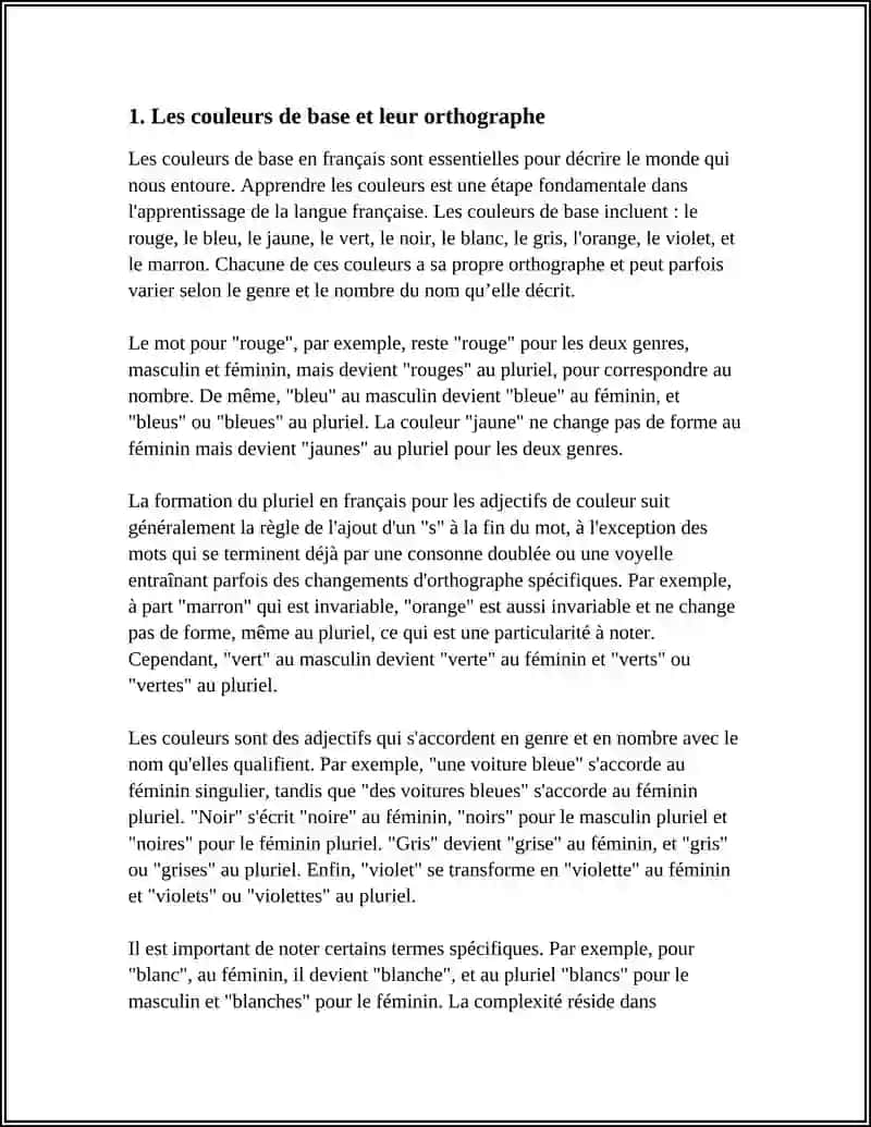 LES COULEURS ET LES NOMBRES. LA FORMATION DU PLURIEL 4