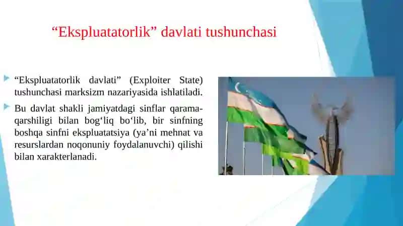 Shartnomaviy” davlat tushunchasi. “Ekspluatatorlik” davlati tushunchasi. Korrupsiya muammosi. 4