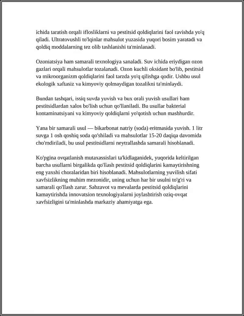 Sabzavot va mevalarda samarali yuvish va cho'mdirish texnologiyalari 4