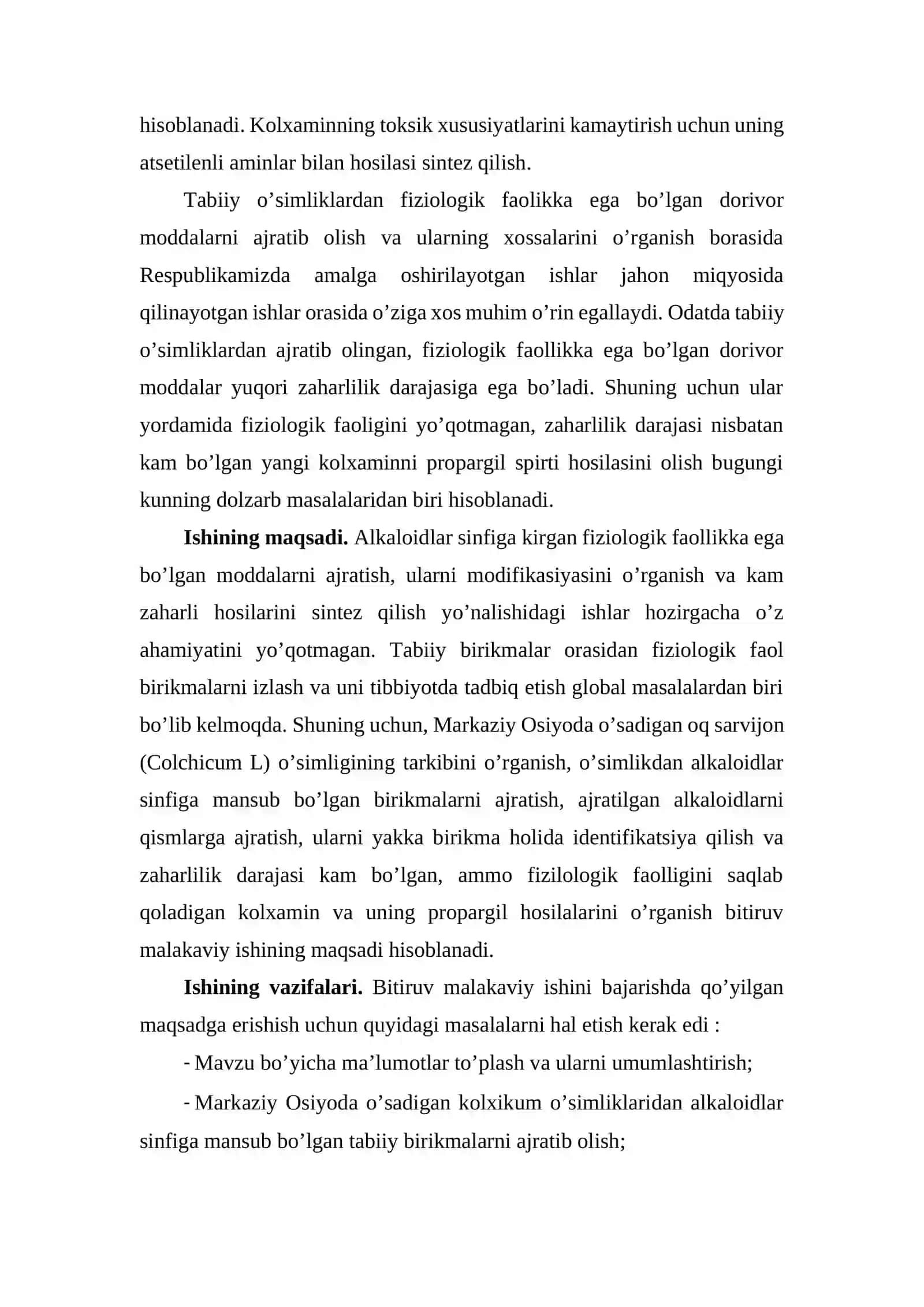 Kolxaminning atsetilenli aminlar bilan hosilalari sintezi, tuzilishi va modifikatsiyasi 4