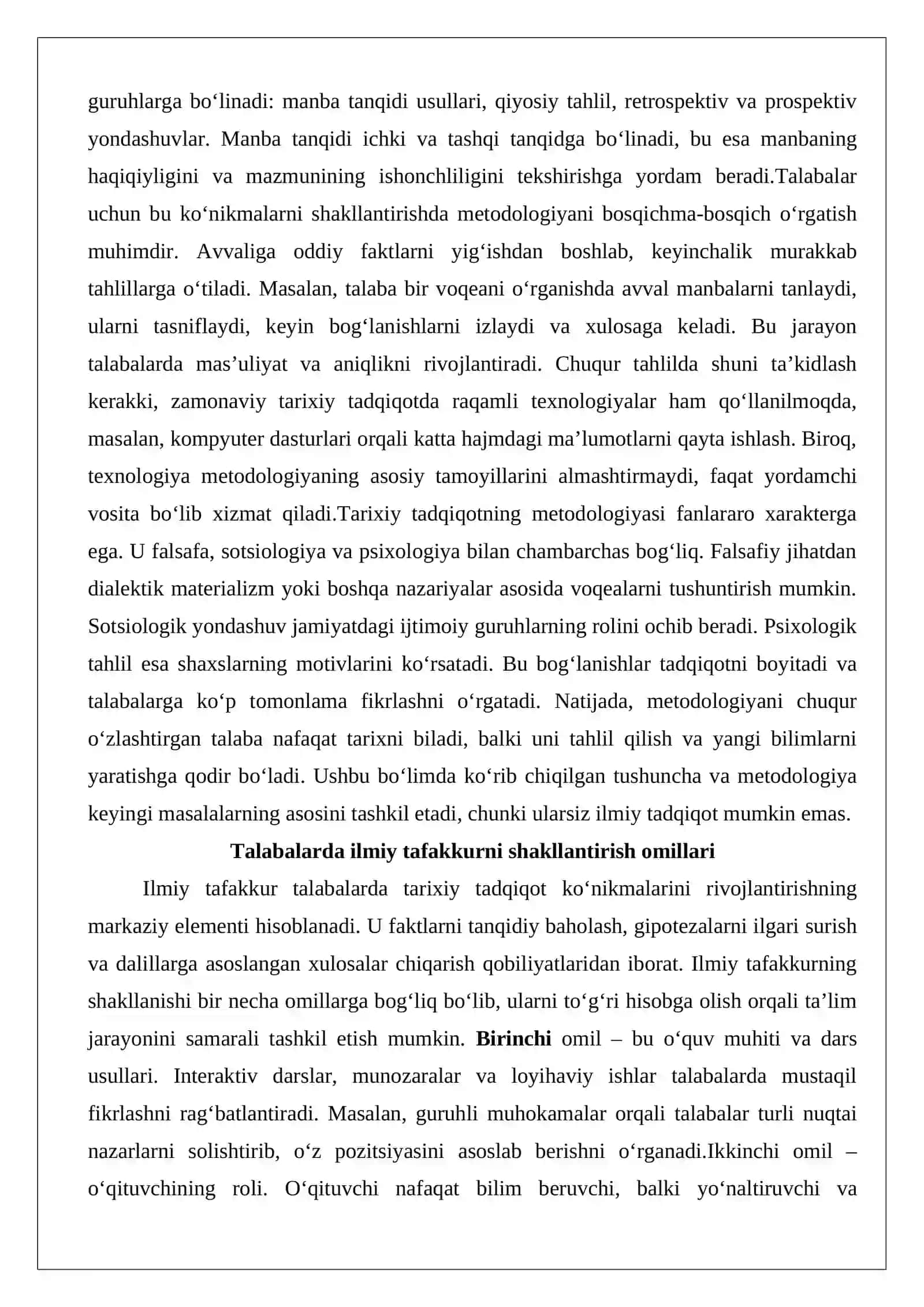 Tarixiy tadqiqot olib borish ko‘nikmalarini shakllantirish: magistrlik dissertatsiyasini yozish va rasmiylashtirish 4