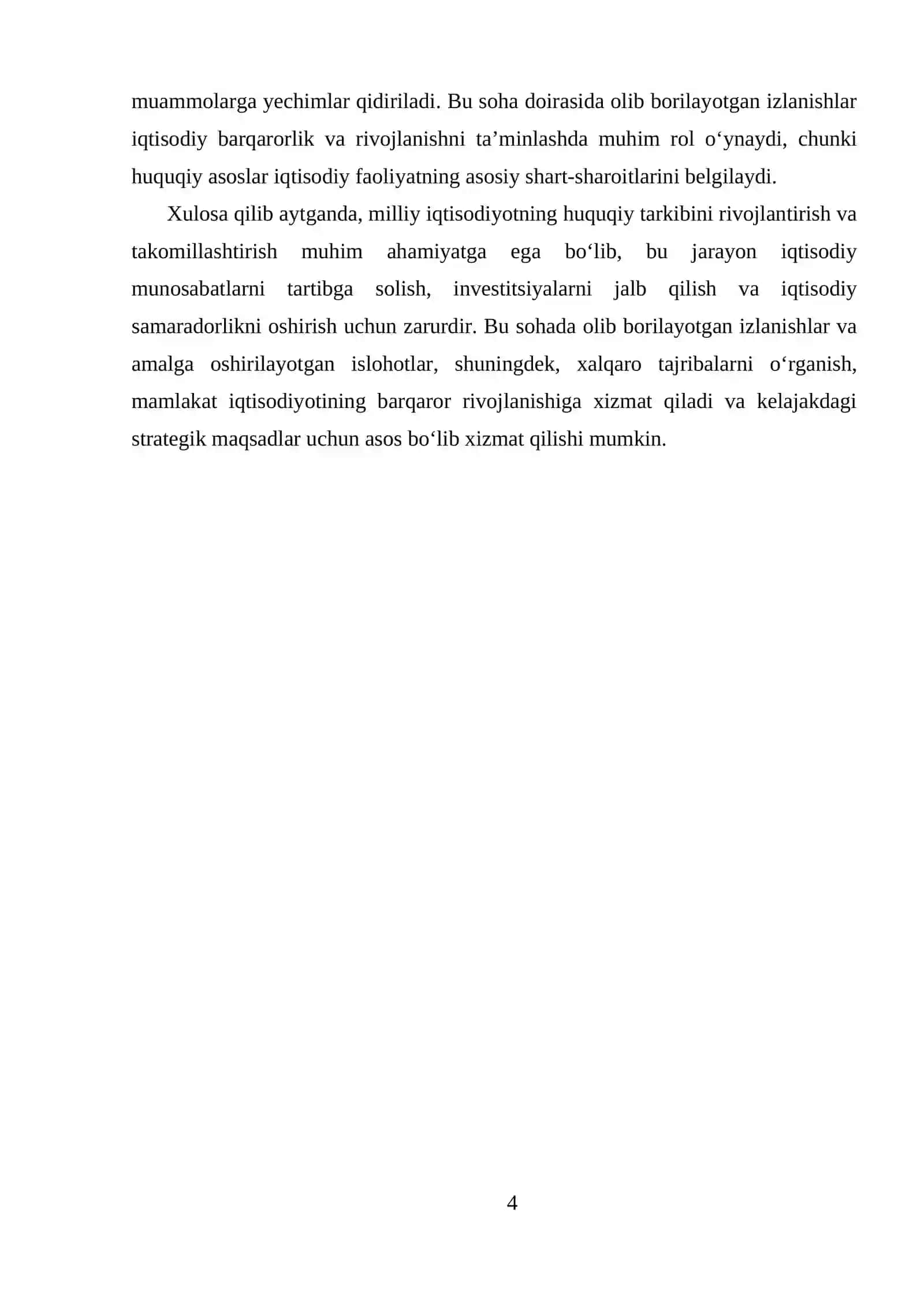 Milliy iqtisodiyotning huquqiy tarkibi va uni takomillashtirish yo‘llari 4