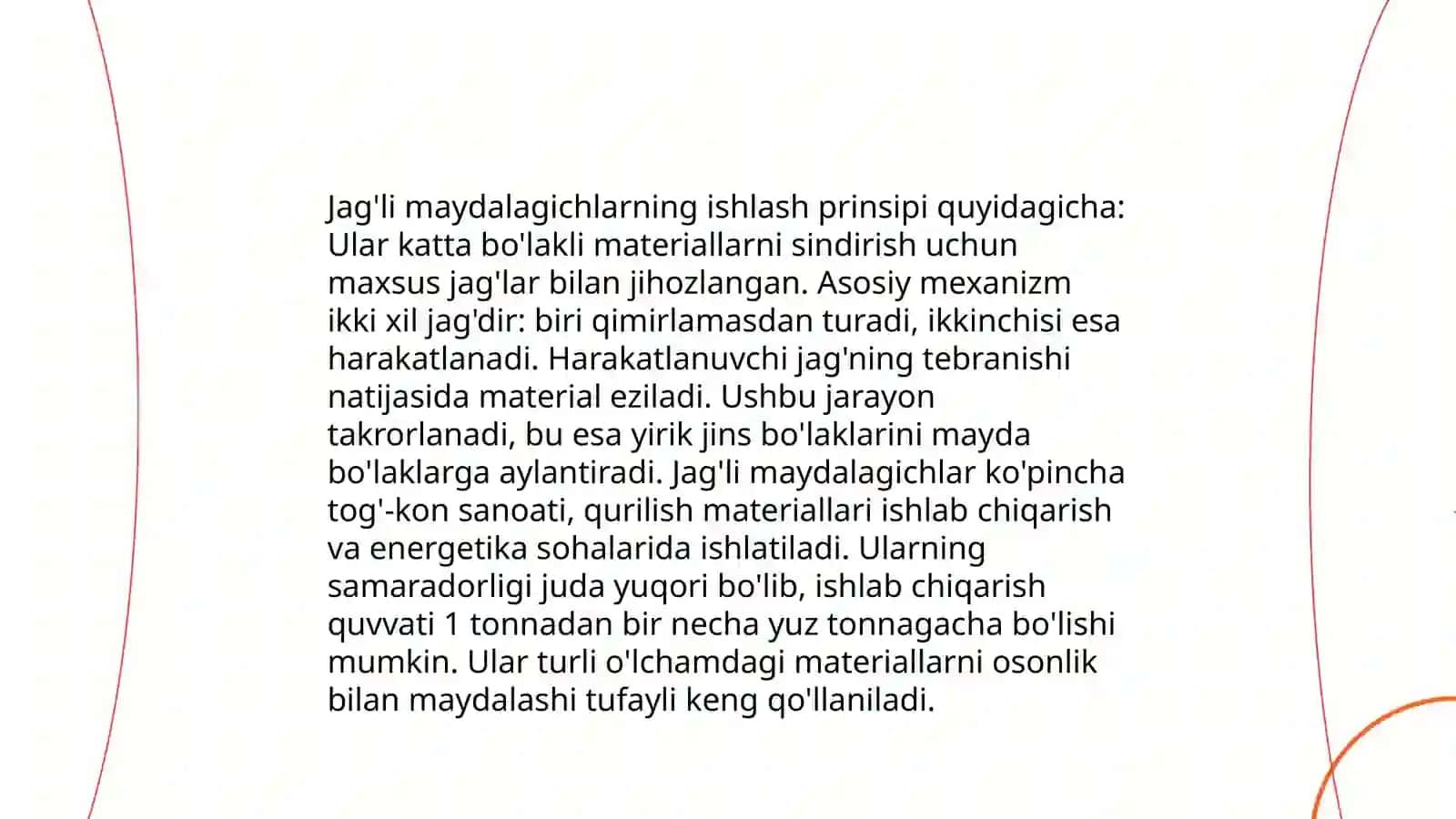 Maydalash jarayonida jag‘li maydalagichni avtomatlashtirish mavzusiga prezentatsiya tayyorlab berish 4