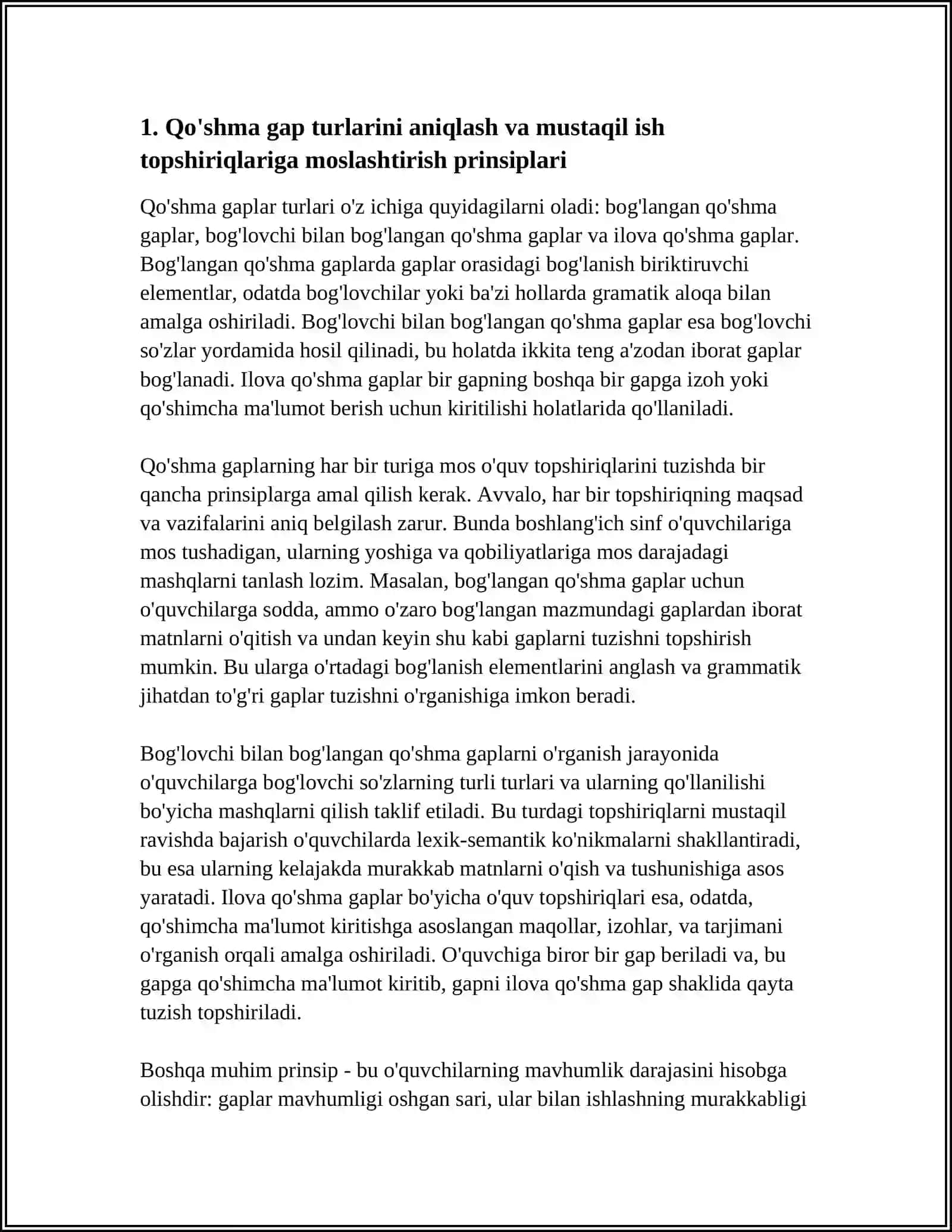 BOSHLANG'ICH SINF O'QUVCHILARIDA MUSTAQIL ISHLASH KO'NIKMALARINI SHAKLLANTIRUVCHI O'QUV TOPSHIRIQLAR TIZIMINI YARATISH 4