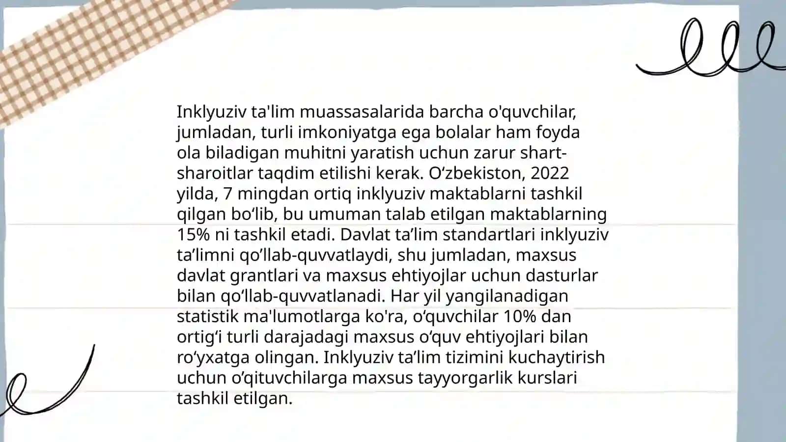 Oʻzbekiston respublikasida inklyuziv taʼlimni qoʻllab-quvvatlashda amaliy tajribalar 4