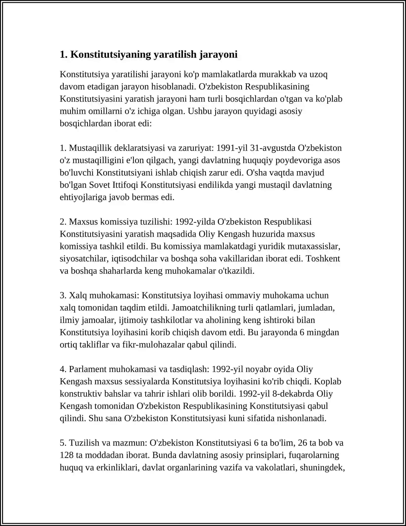 PREZIDENT O‘ZBEKISTON RESPUBLIKASI KONSTITUTSIYASINING QABUL QILISH TASHABBUSKORI, YARATUVCHISI VA KAFILI 4
