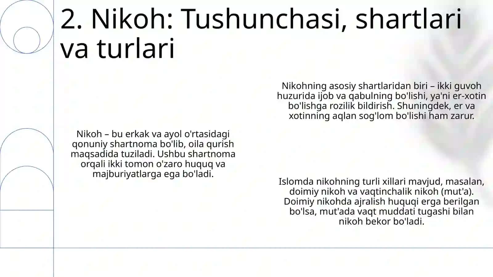 Islom huquqshunoslikida Oila nikohTaloq tushunchalarini tariflash 4