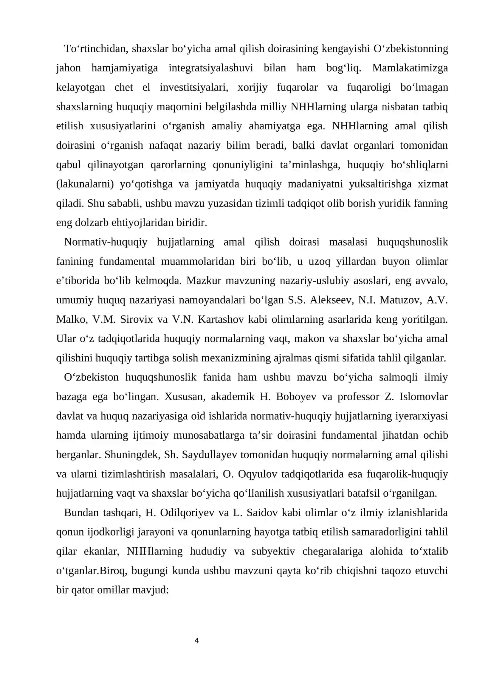 Normativ-huquqiy hujjatlarning amal qilish doirasi (makon, zamon, shaxs) 4