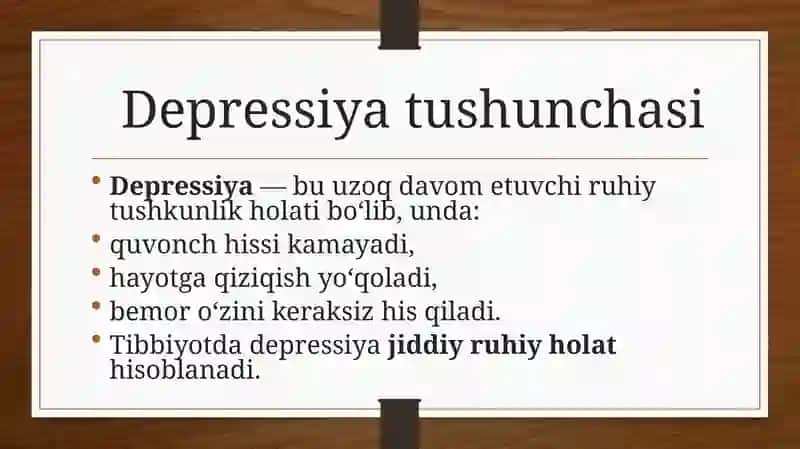 Bemorlarni Ruhiy Holati. Depressiya, Shok, Qo’rquv va Boshqalar 4