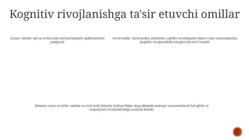 Bilish Jarayoning Rivojlanishi 4