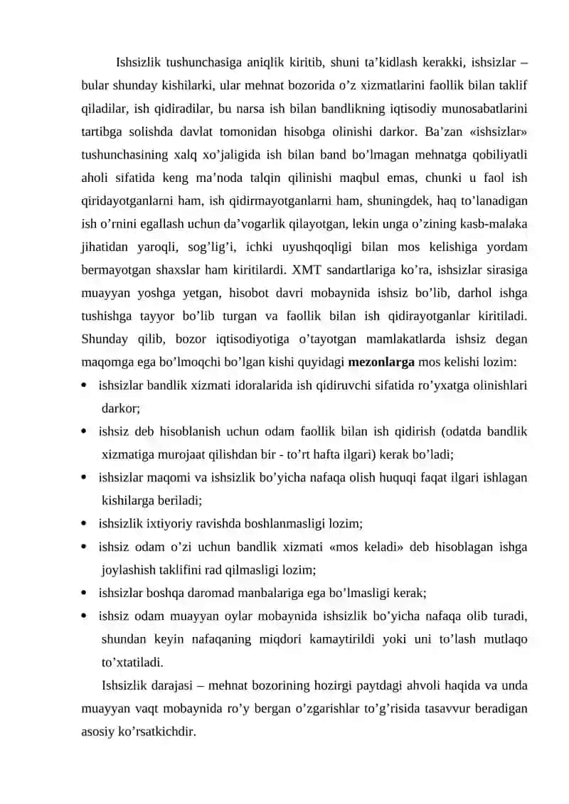 Ishsizlikni kelib chiqishi sabablari va nomoyon bulish shakillari 4